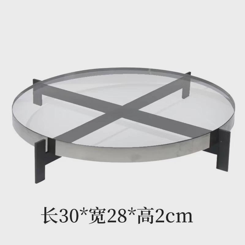 现代轻奢玻璃金属托盘样板房展厅水晶收纳盘装饰设计师高级摆件