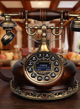 仿古电话机座机欧式家用复古电话机固定插卡无线旋转客厅卧室有线