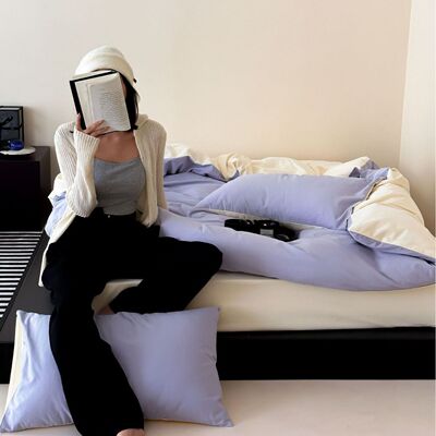 屿川优选丨北欧风A类母婴级简约纯色双拼60s加厚磨毛全棉四件套冬