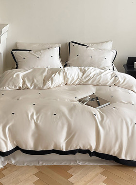 ali6春夏季复古兰心凉感60支桃精天丝四件套少女刺绣丝滑被套床上