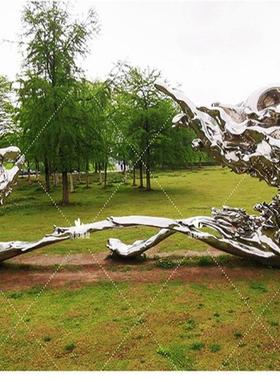 大型不锈钢镜面雕塑摆件铁艺镂空海豚不锈钢金属发光编织动物雕塑