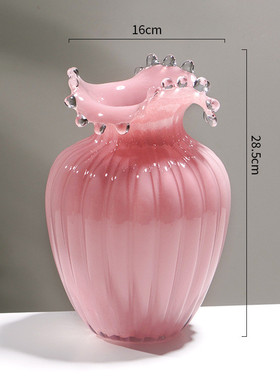 奶油家居芬顿中古花瓶 玻璃网红创意花瓶 摆件客厅风插花