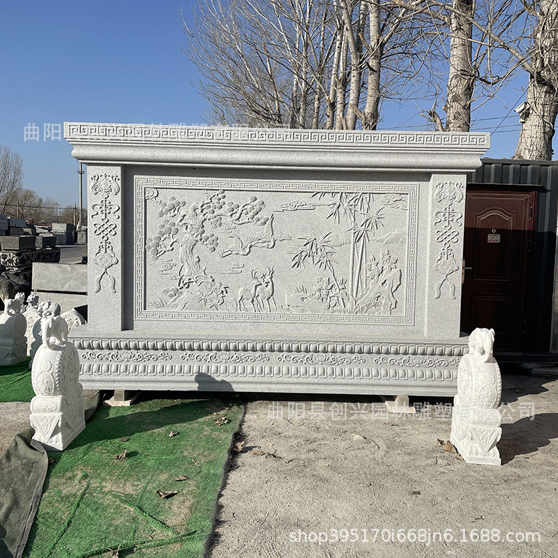 厂家定制影壁石雕浮雕墙玄关壁画石材照壁屏风新中式庭院迎门背景图片