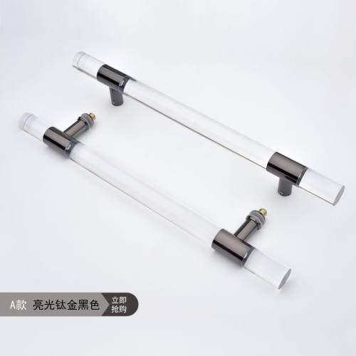 钛木门不锈钢亚克力水晶玻璃门商铺透明有机玻璃推拉门金大门拉手