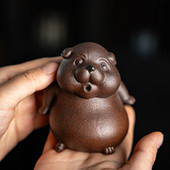 热销招财紫砂旺财小狗茶宠精品摆件呆萌狗长寿龟手工可养茶玩茶桌