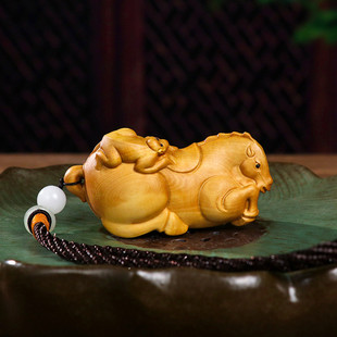 黄杨木雕马上猴子摆件生肖封侯骑马手把件办公室客厅家居装饰礼品