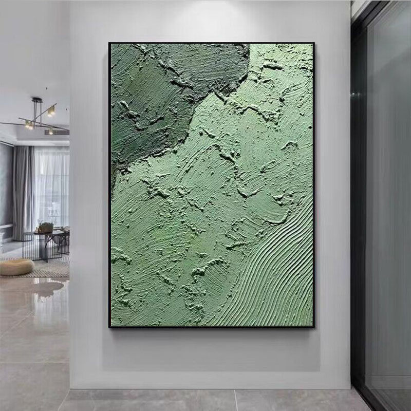 纯手绘油画抽象墨绿肌理玄关挂画高档客厅走廊过道装饰画侘寂风