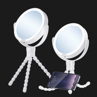 10放大倍化妆镜双面带灯多功能可调节灯光5英寸旋转台式梳妆镜子
