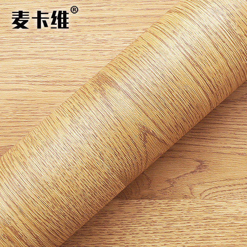 7l8k仿木纹贴纸厨房橱柜门桌面原木子防水3d立体自粘墙纸家具翻新