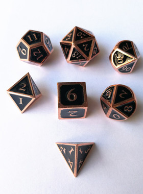 热销批发新款红铜波丽骰子各种游戏多面系列克鲁苏trpg金属骰子