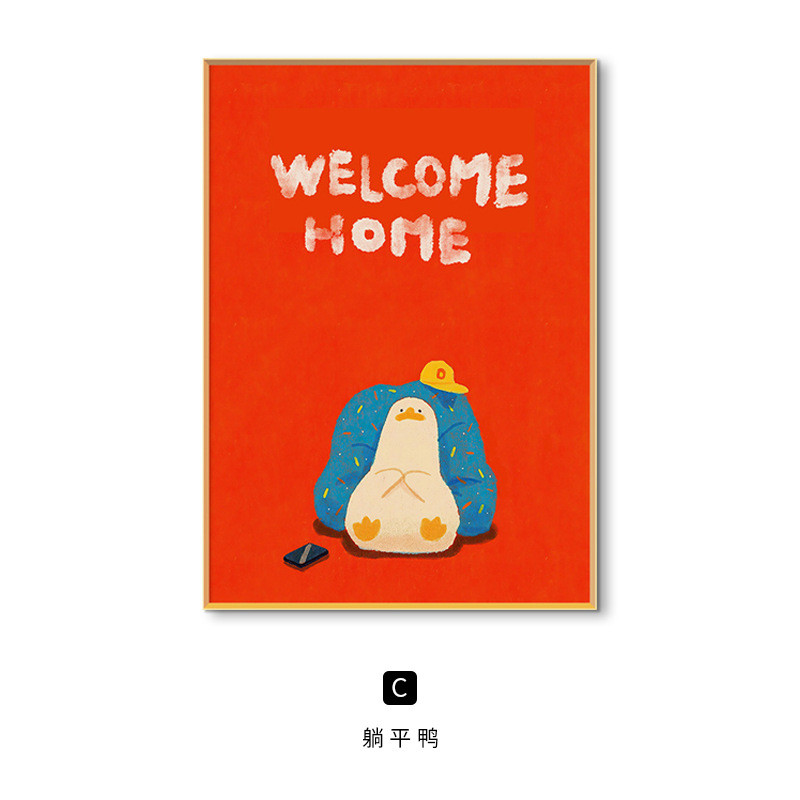 拆家小分队ins风卡通装饰画小众艺术入户玄关柜挂画趣味动物画图片