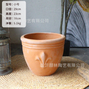橘色盆桔子缸盆美式风格花盆园艺陶盆花盆粗陶栽树盆铁树罗马红陶