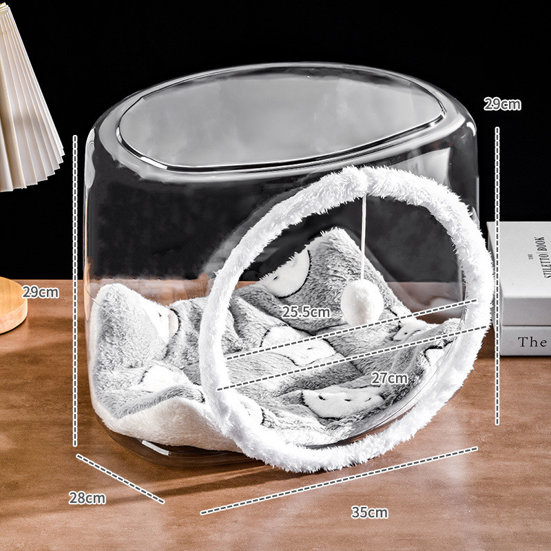 轻奢家用猫窝宠物围猫笼透气口小体型猫猫睡觉窝垫子猫透明逗猫球
