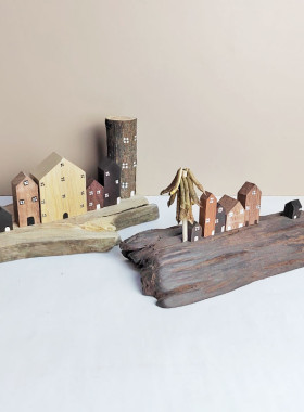 小摆件纯手工创意diy木制摆设家居桌面田园装饰品木屋工艺品房子