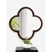 饰画团扇客厅 饰挂墙实木化妆镜装 新中式 玄关镜实木入户卧室玄关装