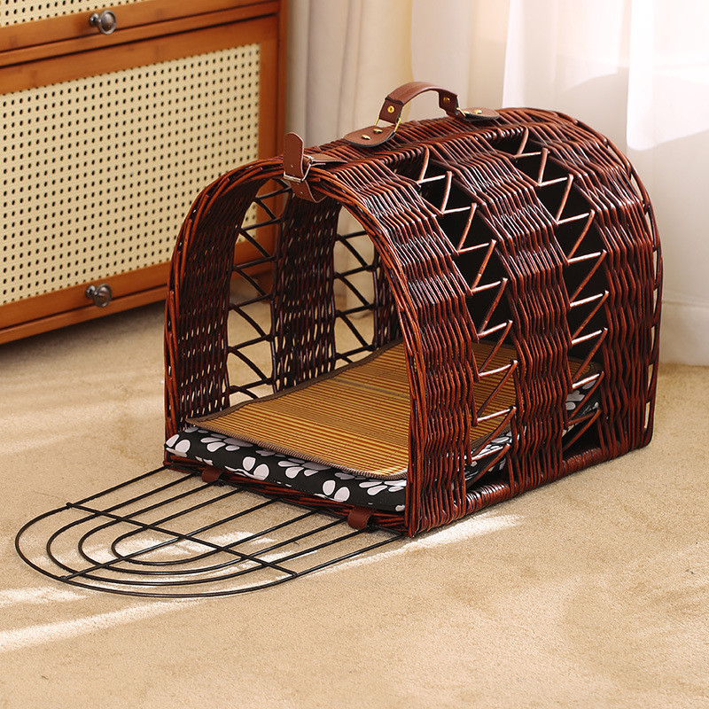 热销藤编猫窝四季通用手提猫屋可水洗泰迪小狗窝凉爽睡觉半封闭宠