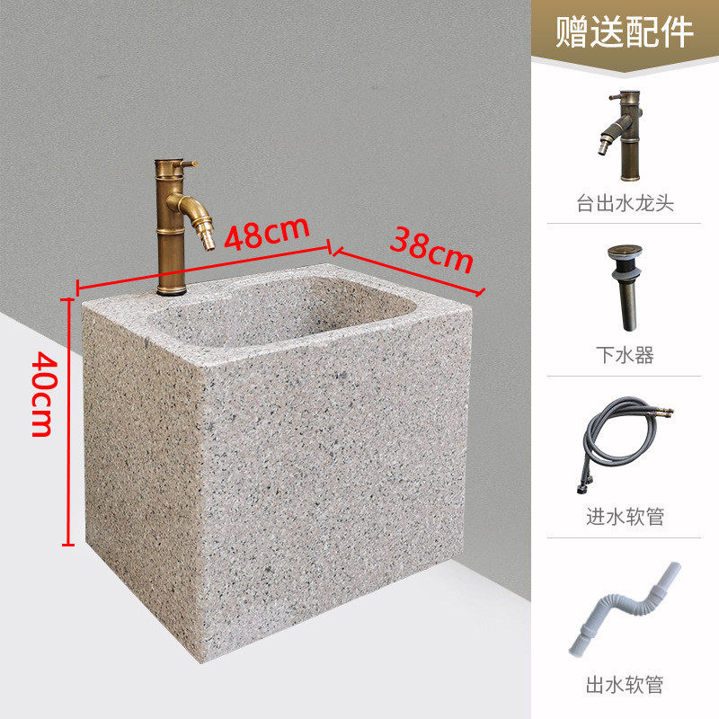大理石洗手台盆立柱盆户外洗手池石头落地式个性花园别墅洗漱庭院