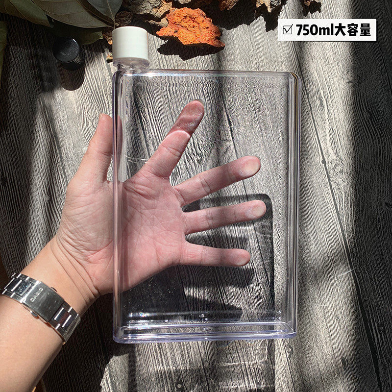 扁平水壶750ml扁A5纸张杯子可携式随行杯简约ins潮流时尚杯子学生