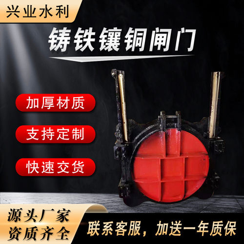 定制铸铁镶闸门铜一体式syzdn600pz双向止水渠道明杆式铸铁圆闸门