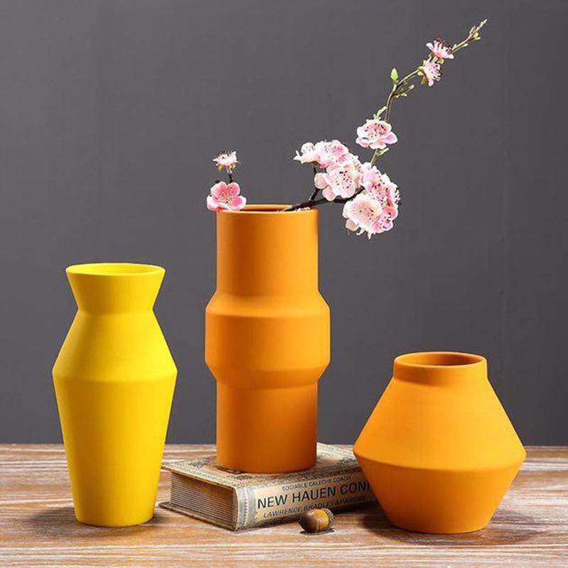ins北欧轻奢陶瓷莫兰迪摆件色系电视柜花器花瓶客厅插花玄关装饰