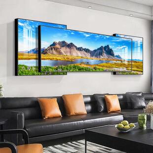 三联叠加装饰画客厅沙发背景画现代简约新中式墙面挂画晶瓷画定制