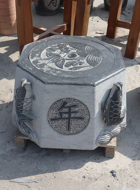 热销井栏井口井圈青石仿古井盖八角形家用庭院装饰摆件户外大理石