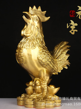 釉福字鸡摆件铜公鸡摆件铜生肖鸡摆件封铜铜公鸡摆件工艺品家居
