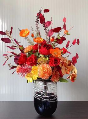 热销手札花束m223务仿真花艺餐桌台商橘红摆件跨境售楼处样板间假