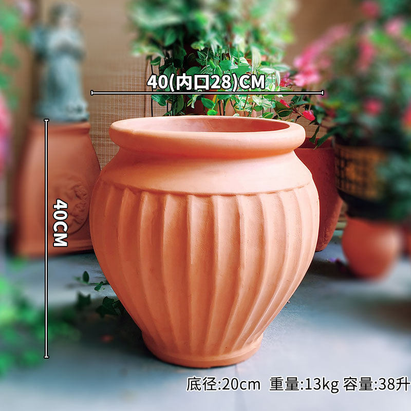 现货大口径素烧陶罐花盆装饰单件复古庭院无釉透气多肉盆家用批发