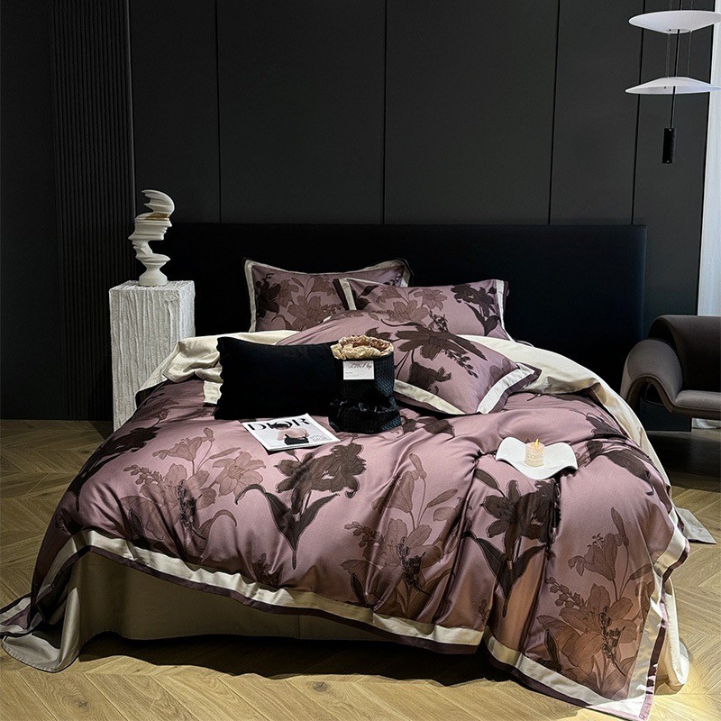 伊莎贝拉100支天丝棉拼角数码印花被套1.8m床单莱赛尔纤维四件套