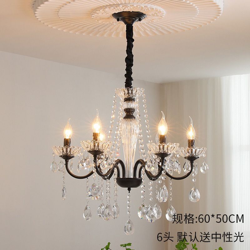 美式复古水晶灯中古风简约大气餐厅欧式客厅轻奢卧室法式蜡烛吊灯