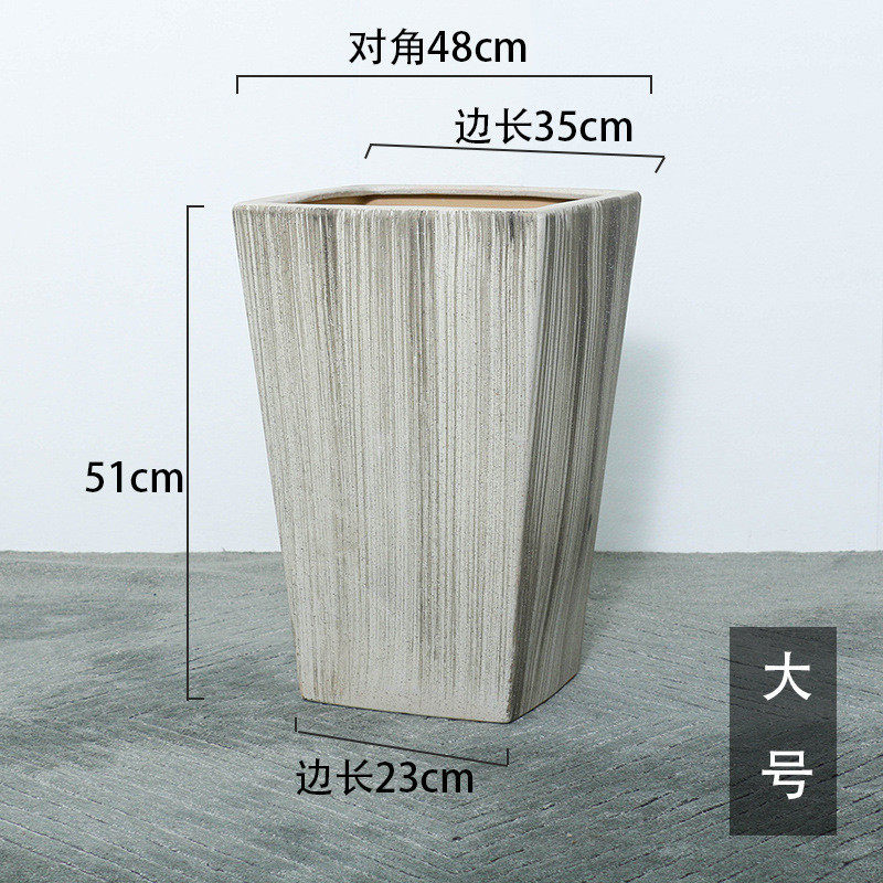 陶瓷花盆特大号高款四方口正方形高筒青叶榕花盆家用摆件个性展厅