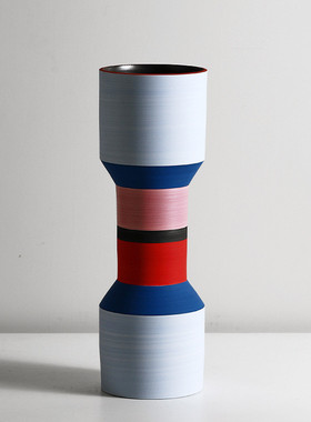 创意圆口莫兰迪色北欧艺术干花插花器轻奢陶瓷花瓶摆件家居装饰品