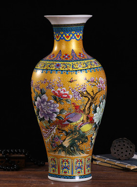 鱼尾珐琅彩花瓶景德镇瓶冬瓜瓶陶瓷花瓶工艺品陶瓷器客厅家居摆件