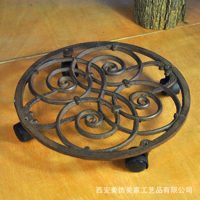 铸铁轮托移动托盘底托带轮子托盘欧式托园艺园林资材耐用坚固花盆