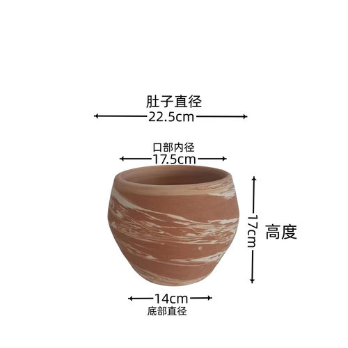 手拉红陶花盆透气吸水大号粗陶混色手工红陶盆素烧创意盆栽容器