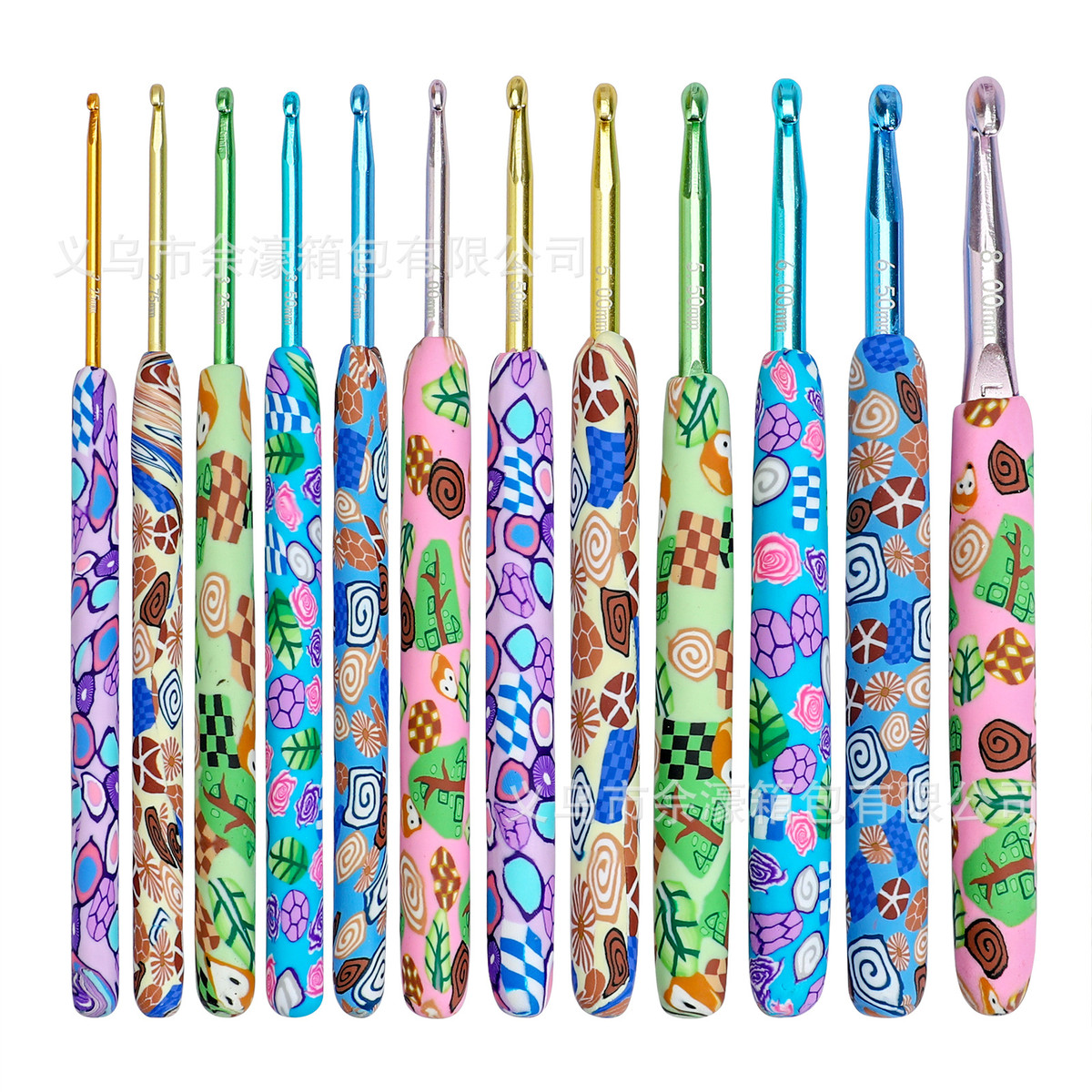 新款动物印花图案软陶钩针diy毛线编织美氧化铝12支工具规ch121