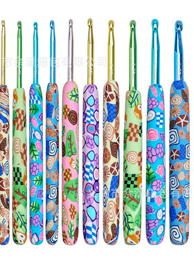 新款动物印花图案软陶钩针diy毛线编织工具氧化铝12支规美ch121