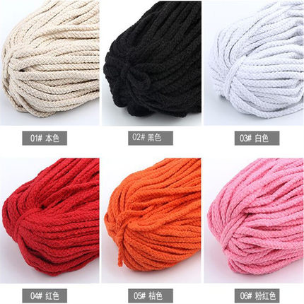 白色黑色抽绳7mm八股彩色棉绳手工编织挂毯粗棉绳捆绑束口绳带