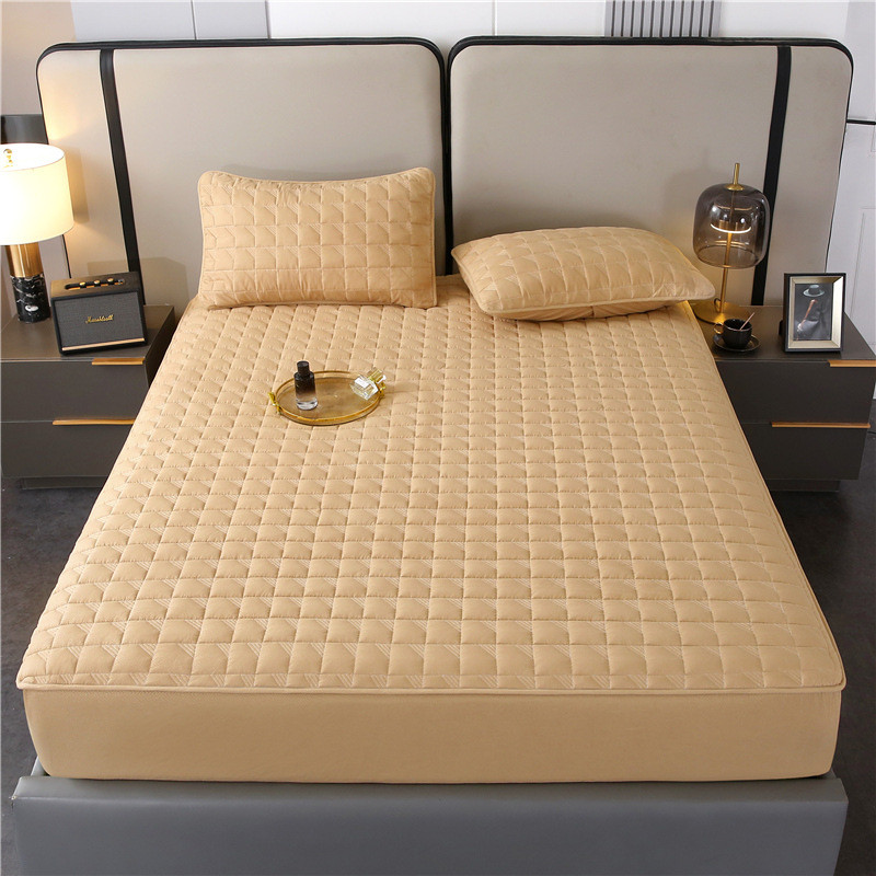 纯色夹棉防水床笠尿床加厚床垫保护套防尘隔磨毛罩床垫套单件