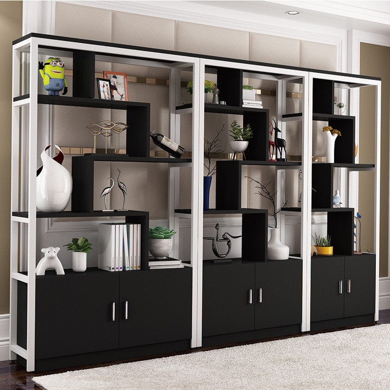 创意展示架置物架客厅隔断柜货架储物柜钢木书架落地铁艺简约现代