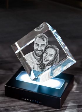 temu电商热销动物人像一件个性水晶摆件3d激光内雕制作水晶礼品