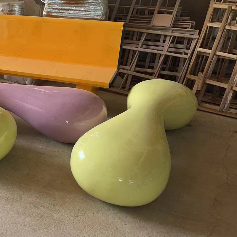 玻璃钢创意逗号公园椅商场椭圆形休闲椅户外广场异形简约公共座椅