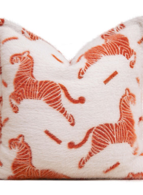 现货供应午睡骏马长毛仿貂绒抱枕套双面沙发盖毯秋冬保暖毛毯橙色