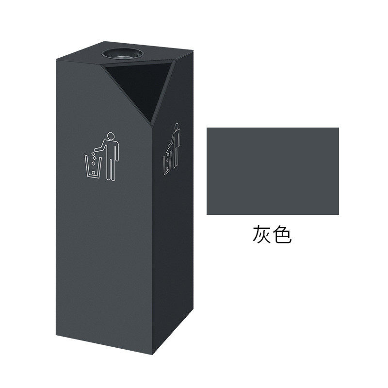 高档写字楼方形定制金属批发分类大容量商用大号带盖垃圾桶高颜值