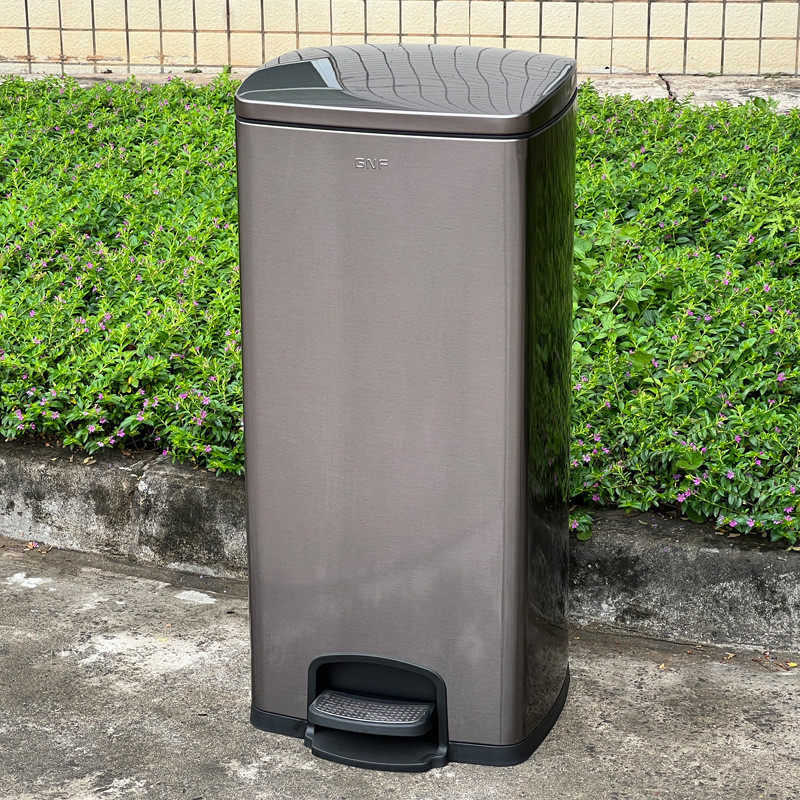 03kn新款gnf有盖40升方形大容量商用30l厨房客厅20l不锈钢垃圾桶
