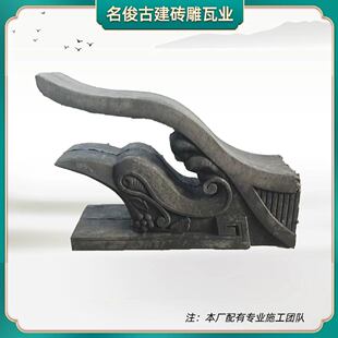 中式建筑徽派构件仿古青瓦施工帽屋顶脊瓦翘角窗套线门套线包围墙