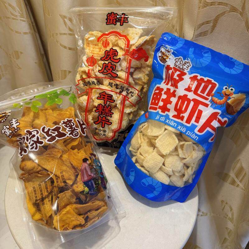 速发蜜丰虎皮年糕片农家红薯片极地鲜虾片袋装香酥脆8090怀旧解馋