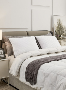 热销灰色枕芯花绗绣枕头双人男女枕助睡眠铜钱抗菌双边绗缝双边高