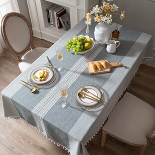 桌布轻奢高级感简约现代布艺餐桌布北欧长方形客厅茶几仿棉麻台布